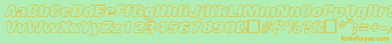 RollingoutlineItalic Font – Orange Fonts on Green Background