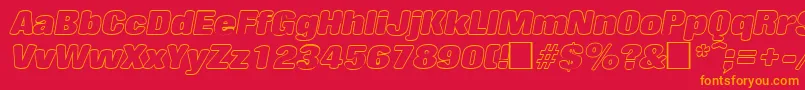 RollingoutlineItalic Font – Orange Fonts on Red Background