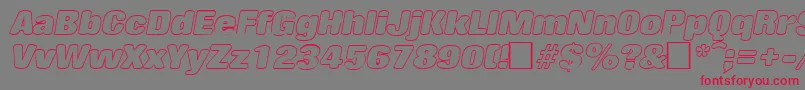 RollingoutlineItalic-Schriftart – Rote Schriften auf grauem Hintergrund