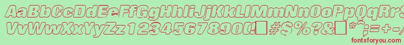 RollingoutlineItalic Font – Red Fonts on Green Background