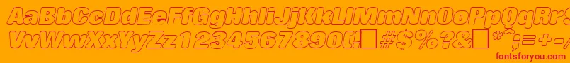 フォントRollingoutlineItalic – オレンジの背景に赤い文字