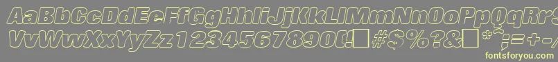 Czcionka RollingoutlineItalic – żółte czcionki na szarym tle