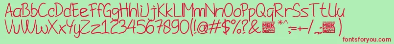 JombloNgenes Font – Red Fonts on Green Background