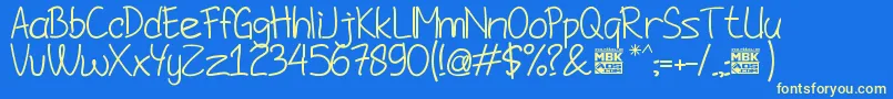 JombloNgenes Font – Yellow Fonts on Blue Background