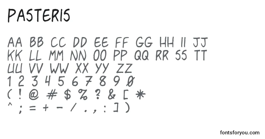 A fonte Pasteris – alfabeto, números, caracteres especiais