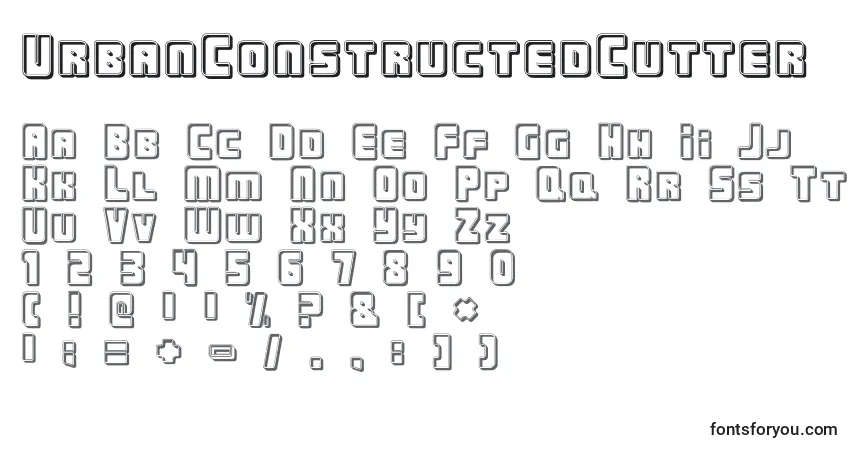 A fonte UrbanConstructedCutter – alfabeto, números, caracteres especiais