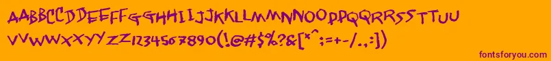 Janglywalk-Schriftart – Violette Schriften auf orangefarbenem Hintergrund