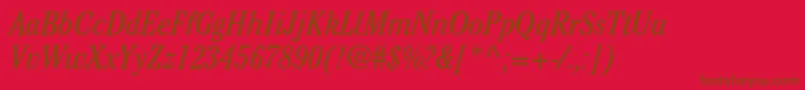 CheltenhamstdBookcondit-Schriftart – Braune Schriften auf rotem Hintergrund