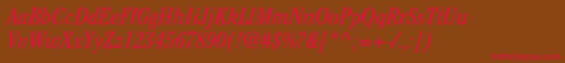 CheltenhamstdBookcondit-Schriftart – Rote Schriften auf braunem Hintergrund