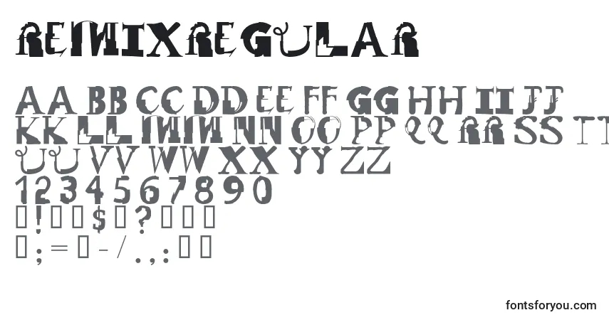 Czcionka RemixRegular (100968) – alfabet, cyfry, specjalne znaki