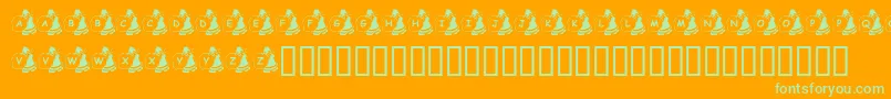 KrSweatinSanta-Schriftart – Grüne Schriften auf orangefarbenem Hintergrund