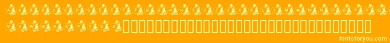 フォントKrSweatinSanta – オレンジの背景に黄色の文字
