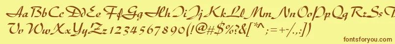 Diskusdmed Font – Brown Fonts on Yellow Background