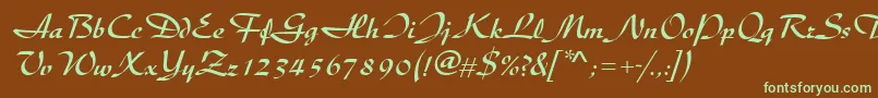 Diskusdmed Font – Green Fonts on Brown Background