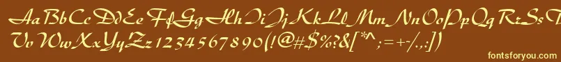 Diskusdmed Font – Yellow Fonts on Brown Background