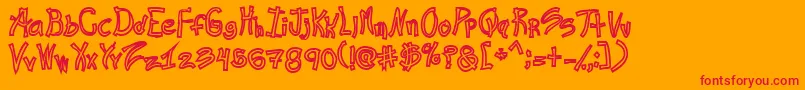 RasHandHollow Font – Red Fonts on Orange Background