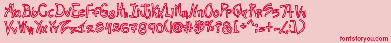RasHandHollowフォントについての詳細 フォントRasHandHollow – ピンクの背景に赤い文字