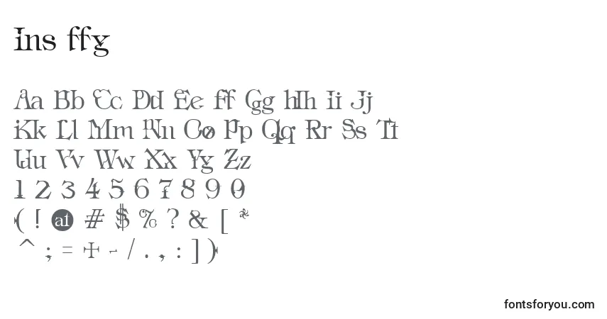 A fonte Ins ffy – alfabeto, números, caracteres especiais