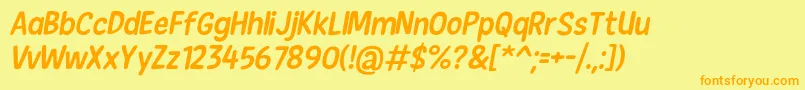 NewEraCasualItalic-Schriftart – Orangefarbene Schriften auf gelbem Hintergrund
