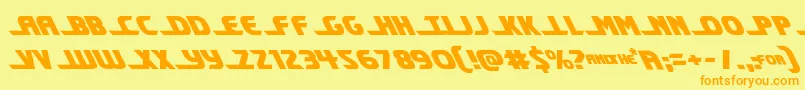 フォントShiningheraldleft – オレンジの文字が黄色の背景にあります。