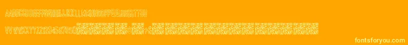 Justbrains-Schriftart – Gelbe Schriften auf orangefarbenem Hintergrund