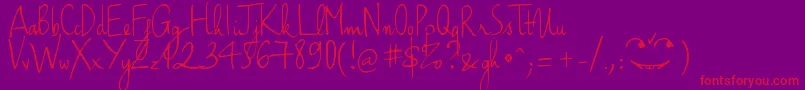 HaikusScriptVersion09Regular Font – Red Fonts on Purple Background