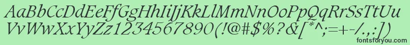 Шрифт GrammateusLightSsiLightItalic – чёрные шрифты на зелёном фоне