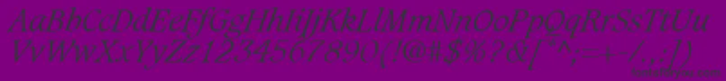 Czcionka GrammateusLightSsiLightItalic – czarne czcionki na fioletowym tle
