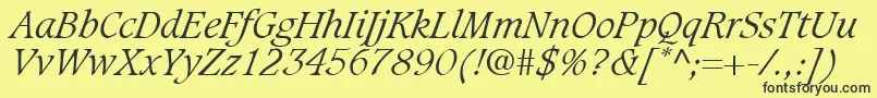 Шрифт GrammateusLightSsiLightItalic – чёрные шрифты на жёлтом фоне