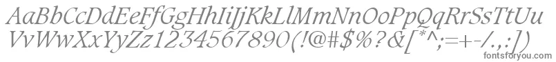 フォントGrammateusLightSsiLightItalic – 白い背景に灰色の文字