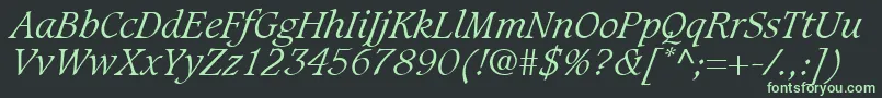 Шрифт GrammateusLightSsiLightItalic – зелёные шрифты на чёрном фоне