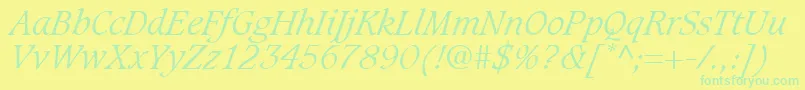 Police GrammateusLightSsiLightItalic – polices vertes sur fond jaune