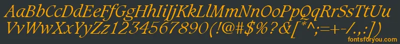 フォントGrammateusLightSsiLightItalic – 黒い背景にオレンジの文字