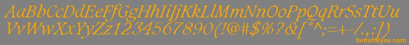 GrammateusLightSsiLightItalic-fontti – oranssit fontit harmaalla taustalla