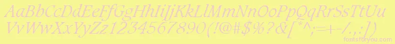 フォントGrammateusLightSsiLightItalic – ピンクのフォント、黄色の背景