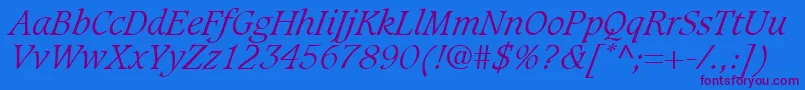 Police GrammateusLightSsiLightItalic – polices violettes sur fond bleu