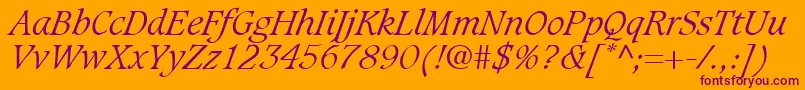 Czcionka GrammateusLightSsiLightItalic – fioletowe czcionki na pomarańczowym tle