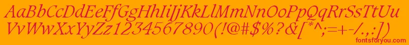 Czcionka GrammateusLightSsiLightItalic – czerwone czcionki na pomarańczowym tle