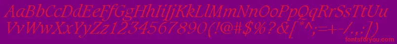 フォントGrammateusLightSsiLightItalic – 紫の背景に赤い文字