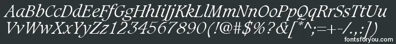 GrammateusLightSsiLightItalic-fontti – valkoiset fontit mustalla taustalla