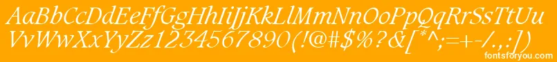 GrammateusLightSsiLightItalic-Schriftart – Weiße Schriften auf orangefarbenem Hintergrund
