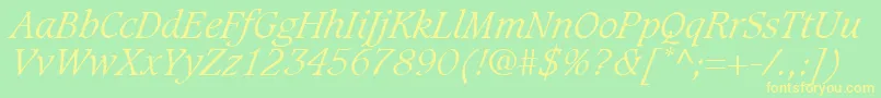 Czcionka GrammateusLightSsiLightItalic – żółte czcionki na zielonym tle