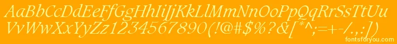 フォントGrammateusLightSsiLightItalic – オレンジの背景に黄色の文字