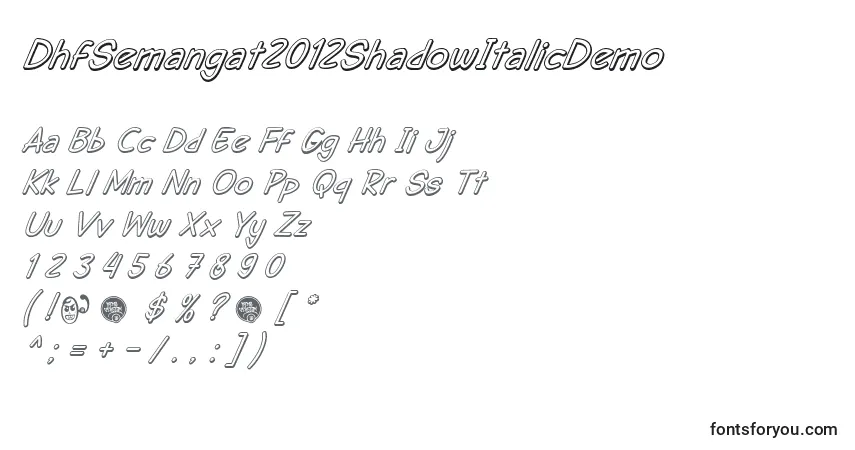 DhfSemangat2012ShadowItalicDemo-fontti – aakkoset, numerot, erikoismerkit