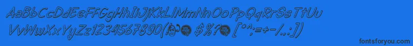 DhfSemangat2012ShadowItalicDemo Font – Black Fonts on Blue Background