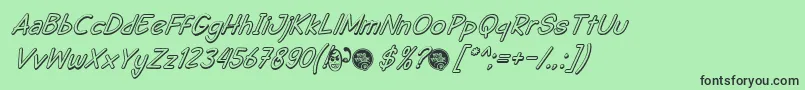 DhfSemangat2012ShadowItalicDemo Font – Black Fonts on Green Background