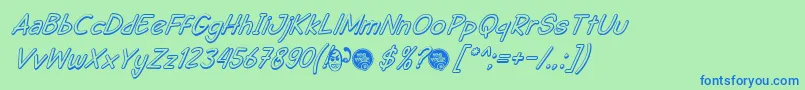 DhfSemangat2012ShadowItalicDemo Font – Blue Fonts on Green Background
