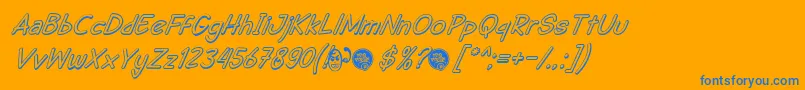 DhfSemangat2012ShadowItalicDemo Font – Blue Fonts on Orange Background