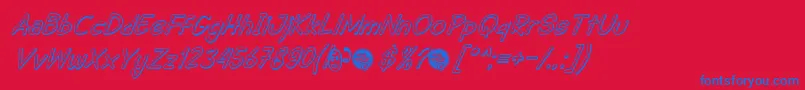 DhfSemangat2012ShadowItalicDemo Font – Blue Fonts on Red Background