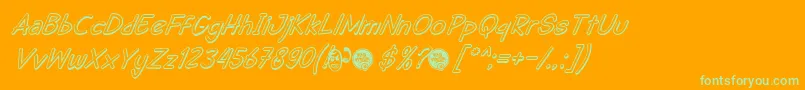 DhfSemangat2012ShadowItalicDemo Font – Green Fonts on Orange Background